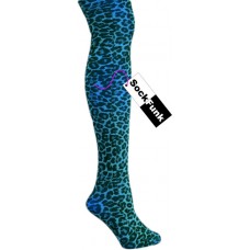 Turquoise Leopard Print Tights